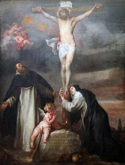 Anthony Van Dyck Christ on the Cross with Saint Catherine of Siena, Saint Dominic and an Angel China oil painting art